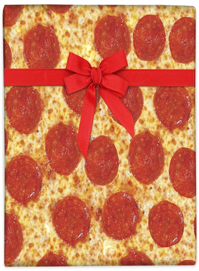 CENTRAL 23 Pizza Wrapping Paper - 6 Sheets of Birthday Gift Wrap and Tags - Food Themed - Funny Wrapping Paper for Men Women Kids - Comes with Fun Stickers - Recyclable Christmas Gift Wrap - Image 1